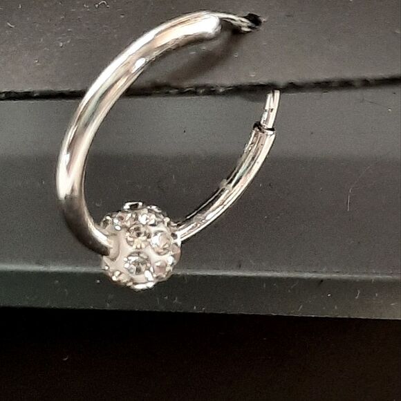 NWT Silver Crystal Hoop Earrings - Picture 1 of 5